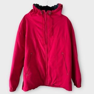 Mulberry Street Women’s Red Hooded Classic Windbreaker Raincoat Size 1X